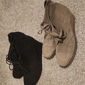 Buy One Get One Suede Wedge lace up booties Size 9